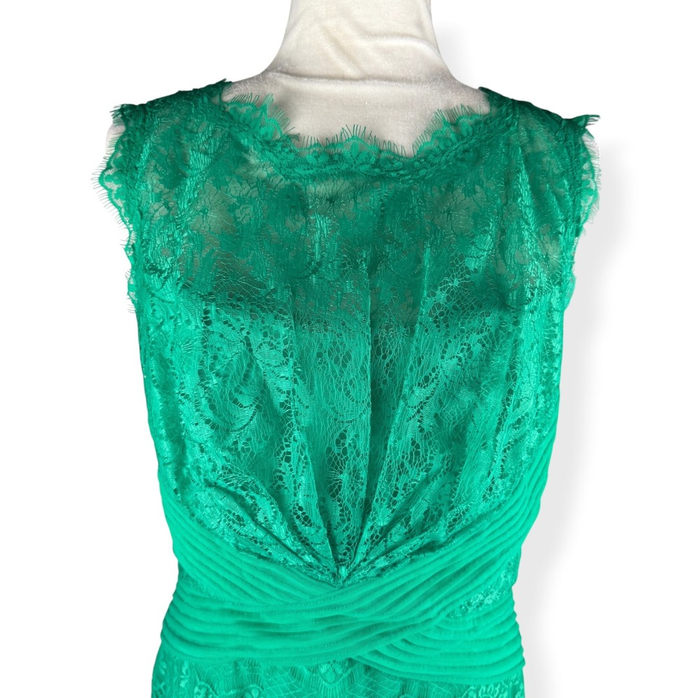 Tadashi Shoji Lace Sheath Dress Size 12 Emerald Green Cocktail Elegant Romantic - Picture 15 of 16